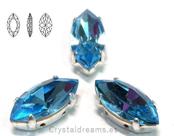 Navette Preciosa 15x7mm - Aquamarine - - Crystaldreams Abalorios