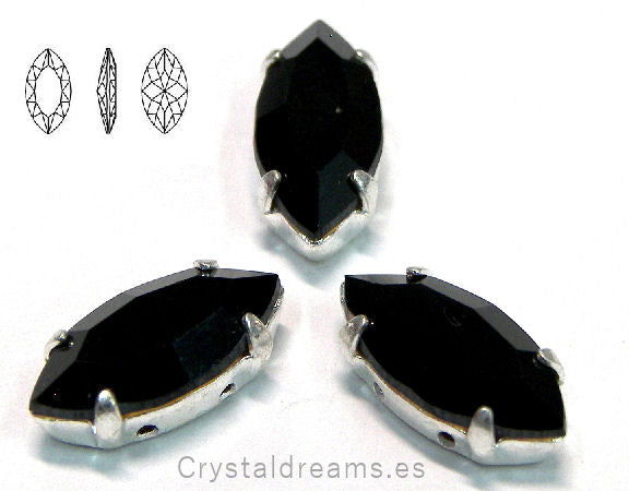 Navette Preciosa 15x7mm - Jet - - Crystaldreams Abalorios