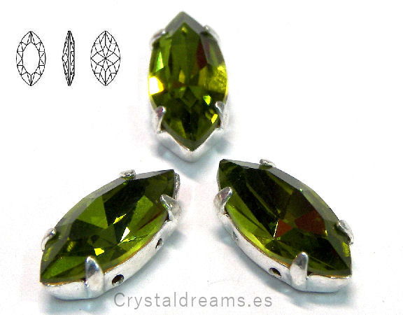 Navette Preciosa 15x7mm - Olivine - - Crystaldreams Abalorios