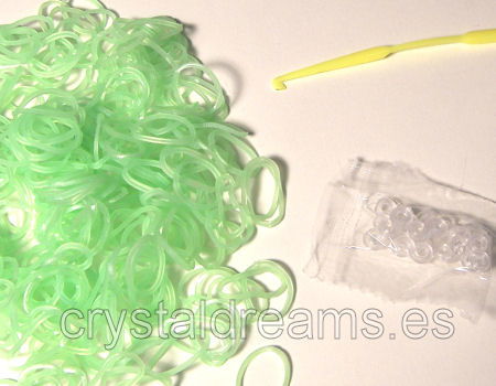 Pack de gomitas GREEN - Con Ganchillo y Clips - - Crystaldreams Abalorios