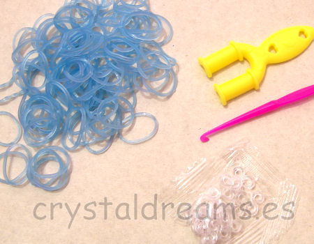 Pack de gomitas LIGHT BLUE FLUO - Con Ganchos y Clips - - Crystaldreams Abalorios