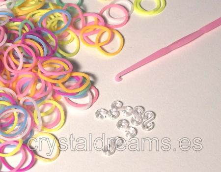Pack de gomitas MULTICOLOR MIX - Con Ganchillo y Clips - - Crystaldreams Abalorios