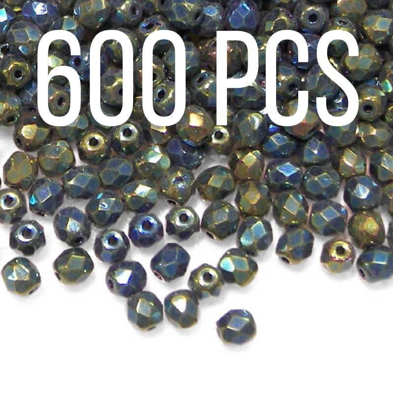 Paquete de 600 Facetadas 4mm Green Iris - - Crystaldreams Abalorios