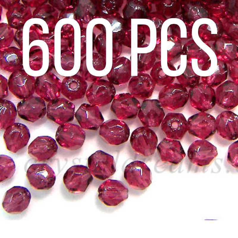 Paquete de 600 Facetadas 4mm Light Fuchsia - - Crystaldreams Abalorios