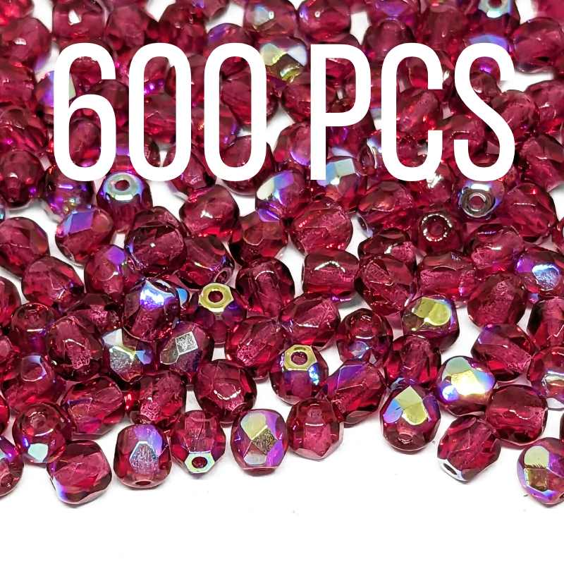 Paquete de 600 Facetadas 4mm Light Fuchsia AB - - Crystaldreams Abalorios