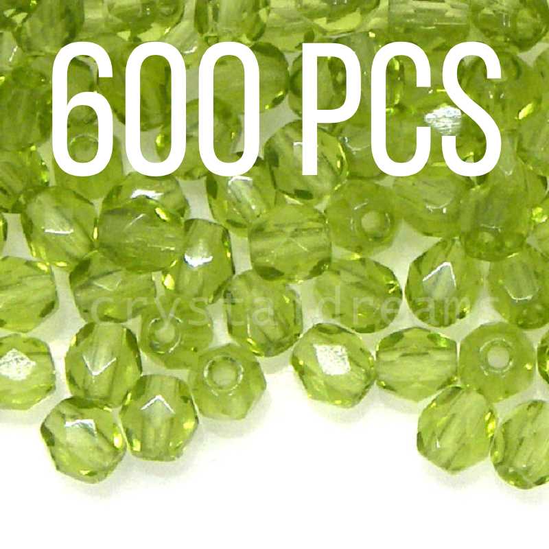 Paquete de 600 Facetadas 4mm Olivine - - Crystaldreams Abalorios