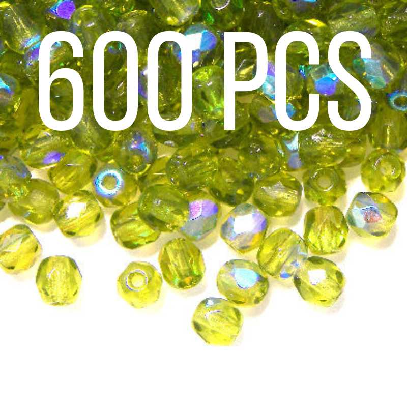 Paquete de 600 Facetadas 4mm Olivine AB - - Crystaldreams Abalorios