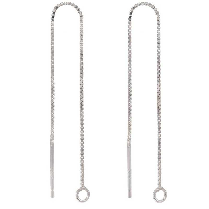Pendientes largos de cadena plata de Ley 925 80mm anilla: 1,2mm - - Crystaldreams Abalorios