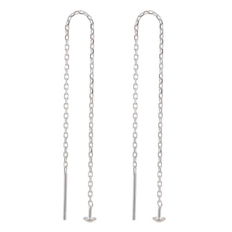 Pendientes largos de cadena plata de Ley 925 98mm Pin:0,8mm - - Crystaldreams Abalorios