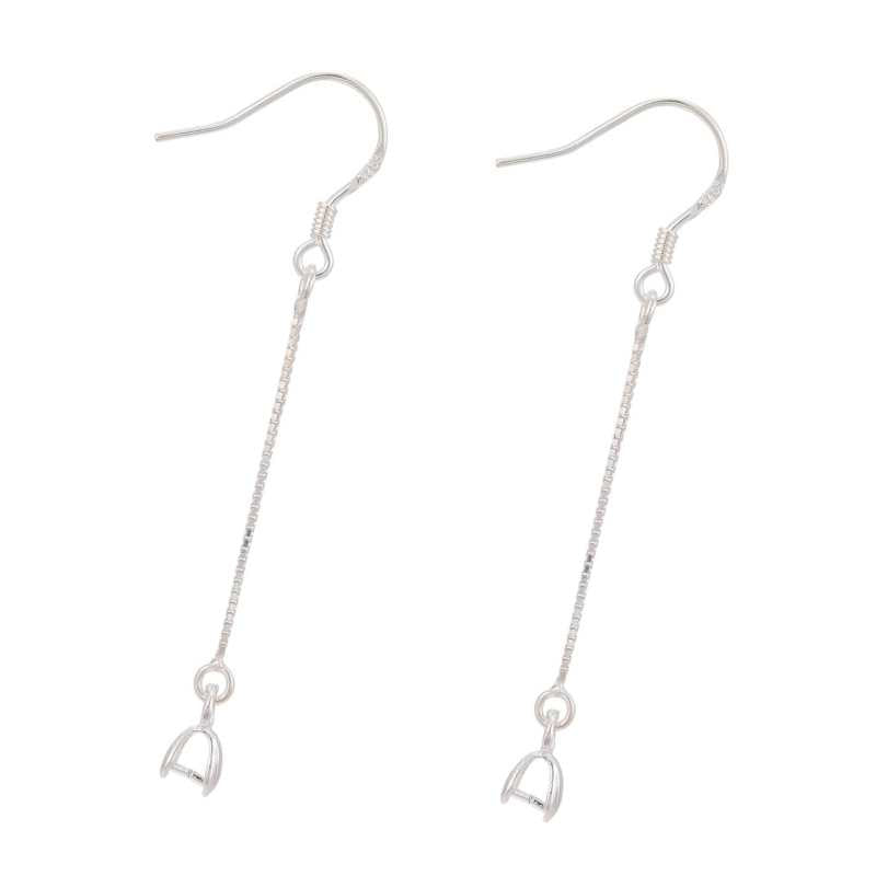 Pendientes largos en plata Ley 925 53mm Gancho y Pinchabola - - Crystaldreams Abalorios