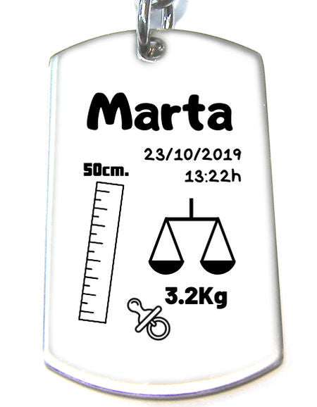 Personaliza tu llavero acero inoxidable 43x24mm Nacimiento M4 - - Crystaldreams Abalorios