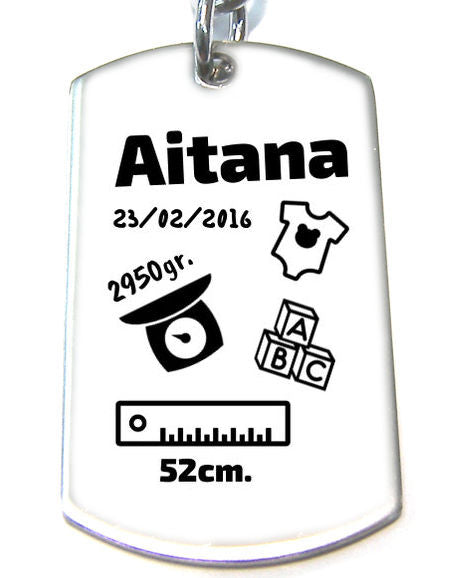 Personaliza tu llavero acero inoxidable 43x24mm Nacimiento M6 - - Crystaldreams Abalorios