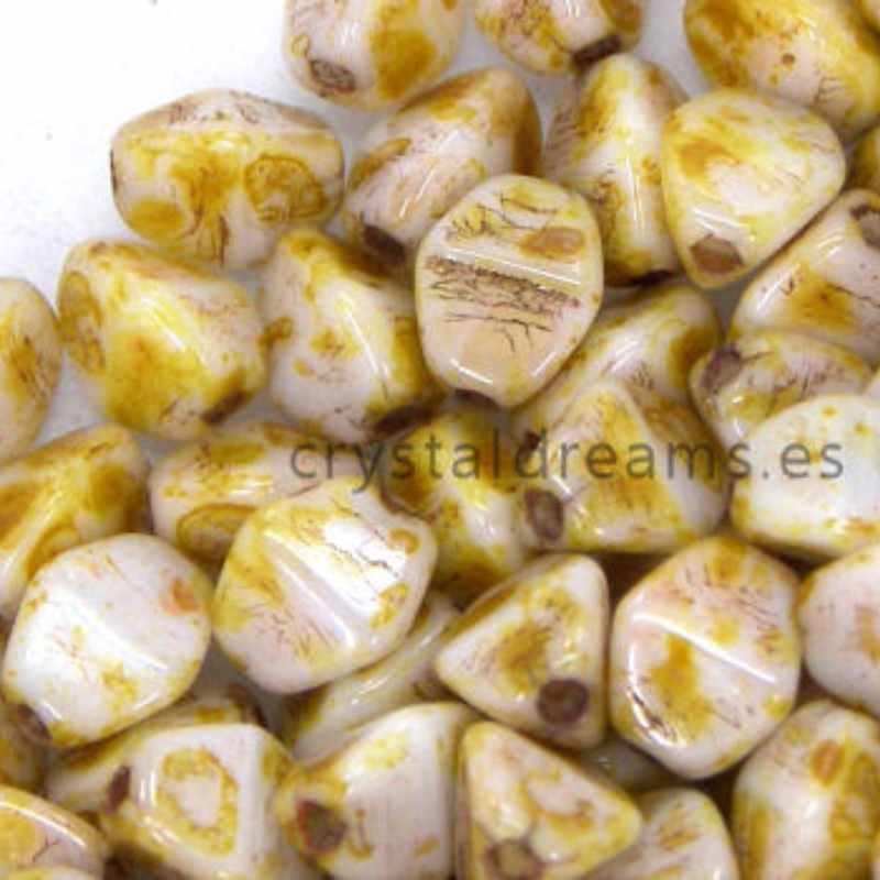 Pinch Beads 5mm - 25 Piezas - Color: White Picasso - - Crystaldreams Abalorios
