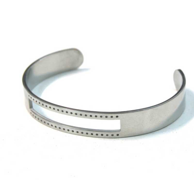 Pulsera Ajustable Acero Inoxidable 65mm Ventana 40x4mm Palladium - - Crystaldreams Abalorios