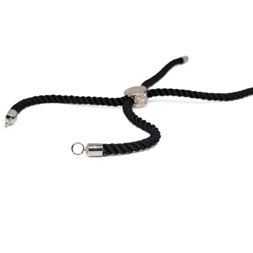 Pulsera Deslizable para Bisutería, con Cuerda de Nylon y Baño en Platino Real -