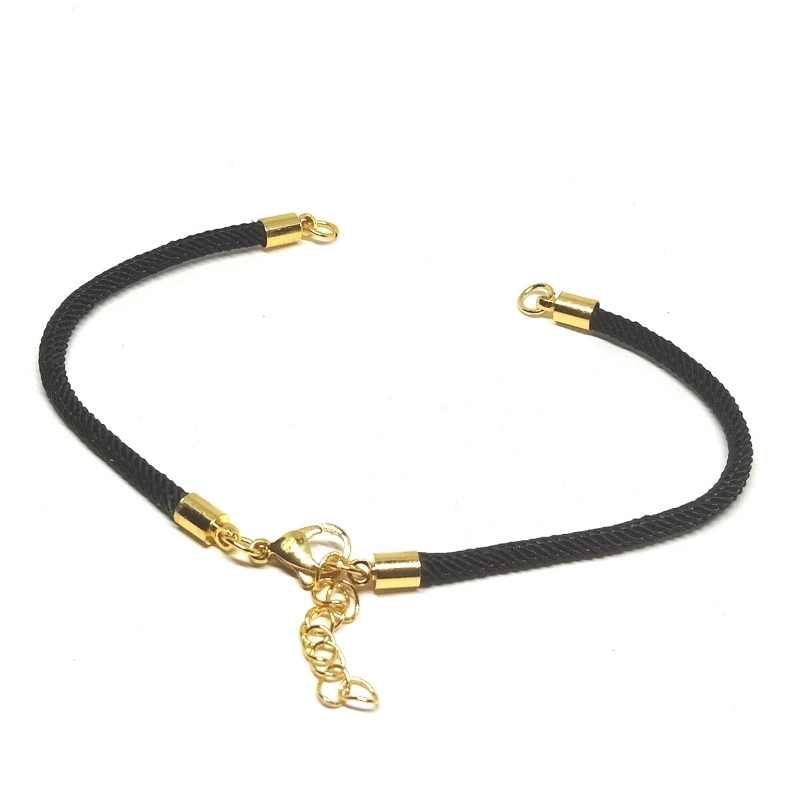 Pulsera cordón tejido de nylon cierre mosquetón Black-Golden - - Crystaldreams Abalorios