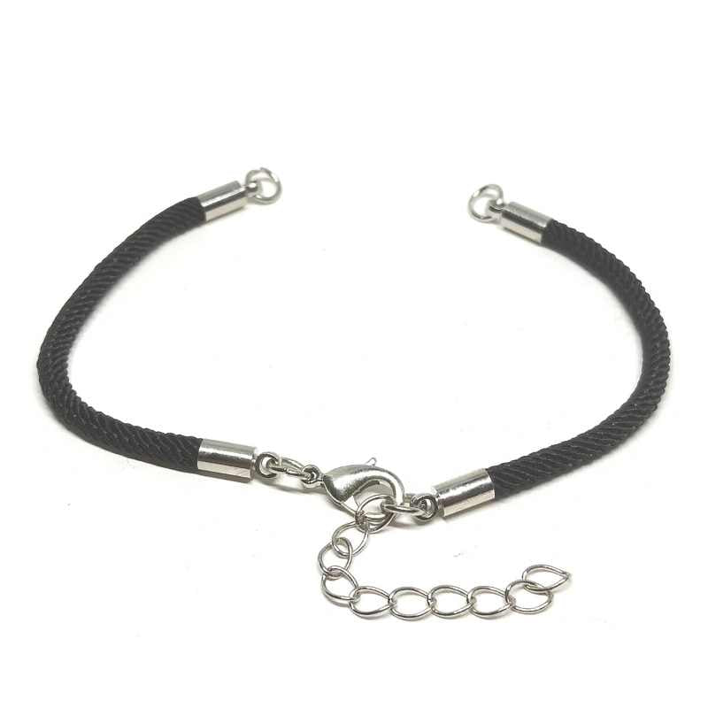 Pulsera cordón tejido de nylon cierre mosquetón Black-Platinum - - Crystaldreams Abalorios