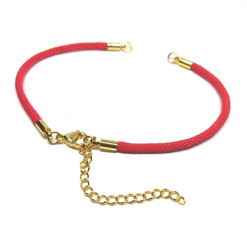 Pulsera cordón tejido de nylon cierre mosquetón Red-Golden - - Crystaldreams Abalorios