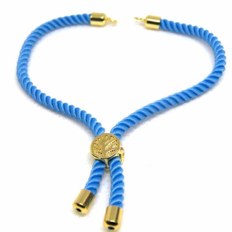 Pulsera de cuerdas de nylon, cierre ajustable. Azure-Golden - - Crystaldreams Abalorios