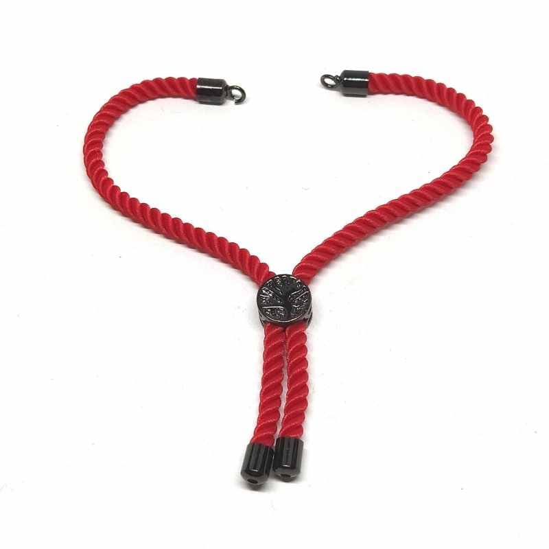 Pulsera de cuerdas de nylon, cierre ajustable. Red-Black - - Crystaldreams Abalorios