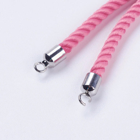 Pulsera de cuerdas de nylon, cierre ajustable. Rose-Silver - - Crystaldreams Abalorios