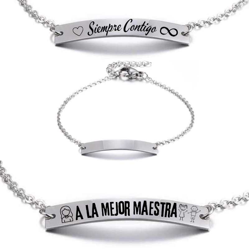 Pulsera personalizable de acero inoxidable 25x4mm para grabados -  - Crystaldreams Abalorios
