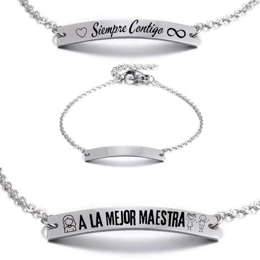 Pulsera personalizable de acero inoxidable 25x4mm para grabados - - Crystaldreams Abalorios