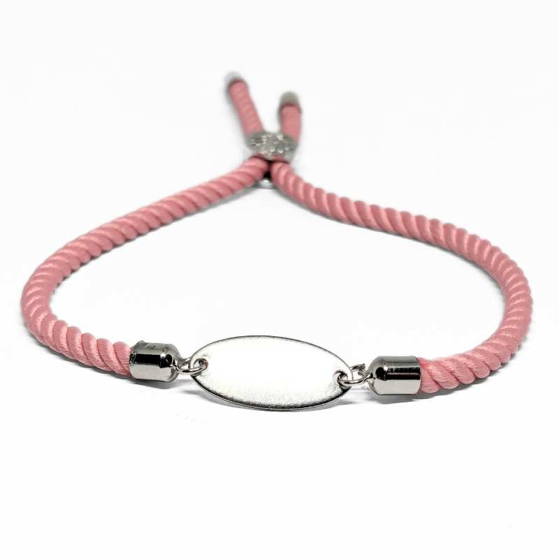 Pulsera personalizada ajustable en Algodon Rayon chapa 18x8mm - - Crystaldreams Abalorios