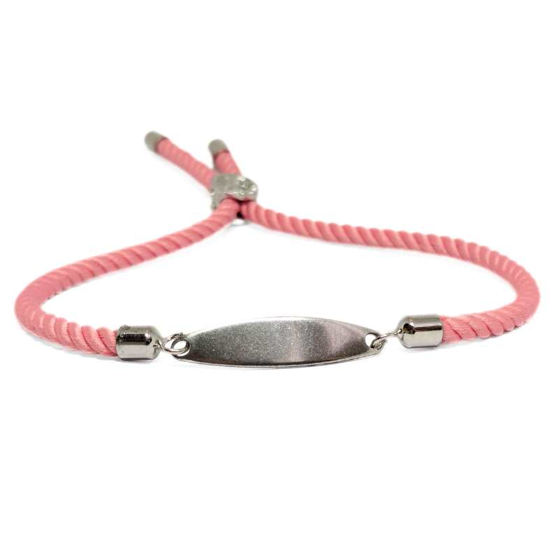 Pulsera personalizada ajustable en Algodon Rayon chapa 25x6mm - - Crystaldreams Abalorios