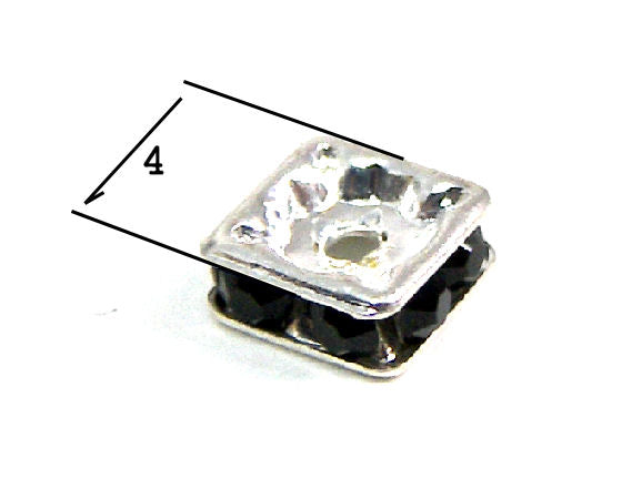 Rondel strass 4mm plateado Jet - - Crystaldreams Abalorios