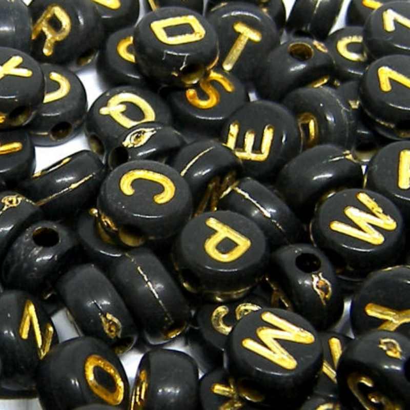 Set de 25 gr. de letras de 7x4mm (200 piezas ) - Agujero: 2mm - - Crystaldreams Abalorios