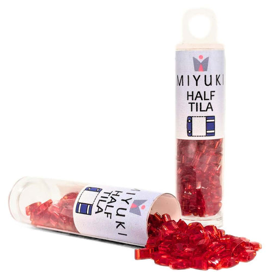 TLH-140 Tubo de Miyuki Half-Tila - Transparent Red -