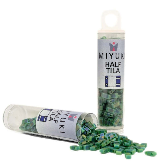 TLH-146FR Tubo de Miyuki Half-Tila - Matte Transparent Green AB -