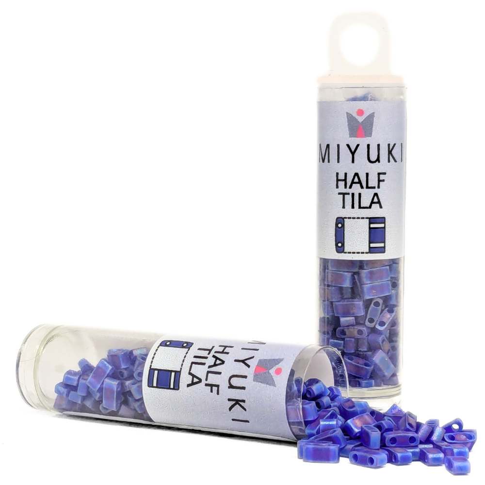 TLH-151FR Tubo de Miyuki Half-Tila - Matte Transparent Cobalt AB -