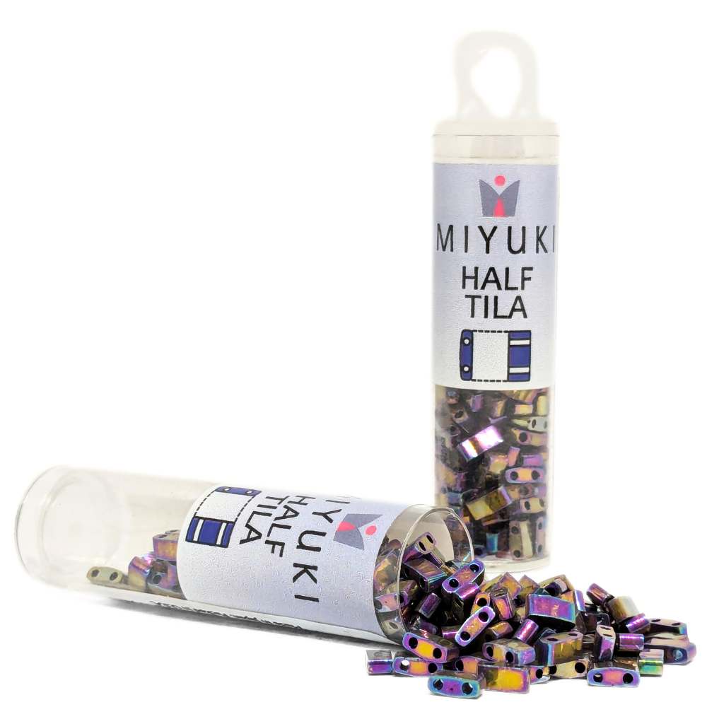 TLH-188 Tubo de Miyuki Half-Tila - Metallic Purple Gold Iris -
