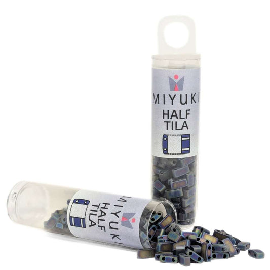 TLH-401FR Tubo de Miyuki Half-Tila - Matte Black AB -