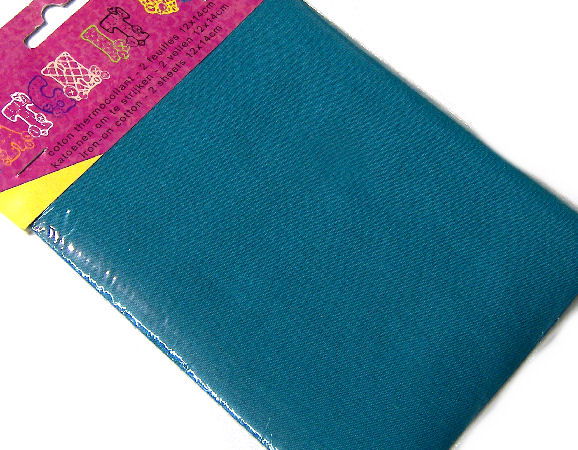 Tela algodón termoadhesiva 12x14cm 2 unidades Turquoise Blue - - Crystaldreams Abalorios