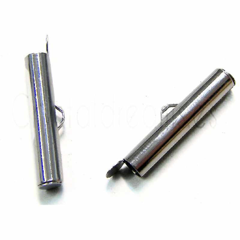 Terminales a deslizar 26x4,6mm - Agujero:1,5mm Platinium - - Crystaldreams Abalorios