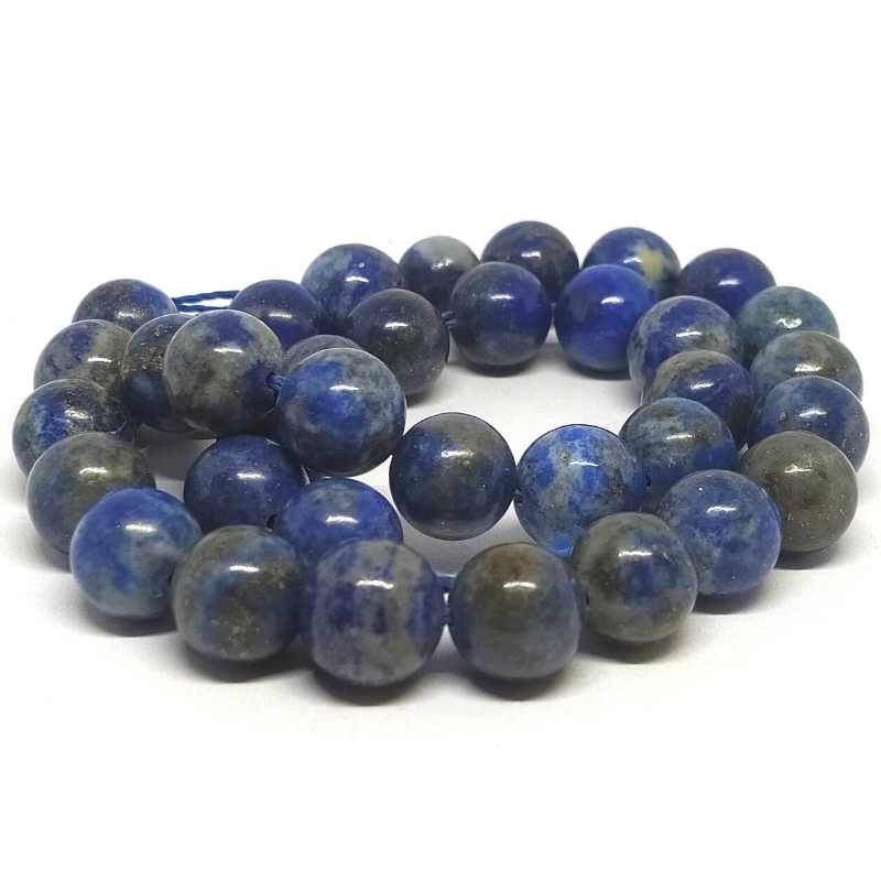 Tira 37 cuentas Lapis Lazuli natural 10mm Agujero: 1mm - - Crystaldreams Abalorios
