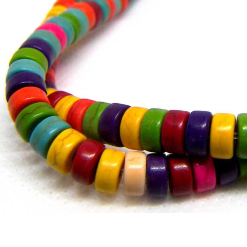 Tira Cuentas Heishi Turquesa sinteticas mixtas 6mm, Espesor: 3mm - - Crystaldreams Abalorios