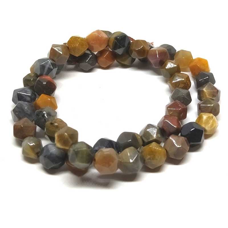 Tira Cuentas Madera Pietrificadas facetadas 8mm Aguj:1mm 46 pzs - - Crystaldreams Abalorios