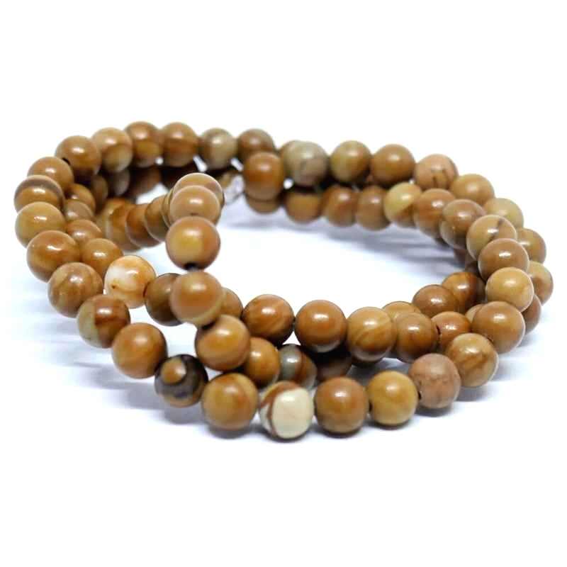 Tira Cuentas de Madera Pietrificadas 4mm Agujero: 1mm 93 piezas - - Crystaldreams Abalorios