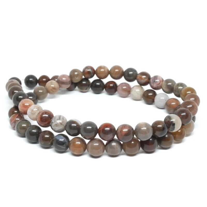 Tira Cuentas de Madera Pietrificadas 6mm Agujero: 1mm 60 piezas - - Crystaldreams Abalorios