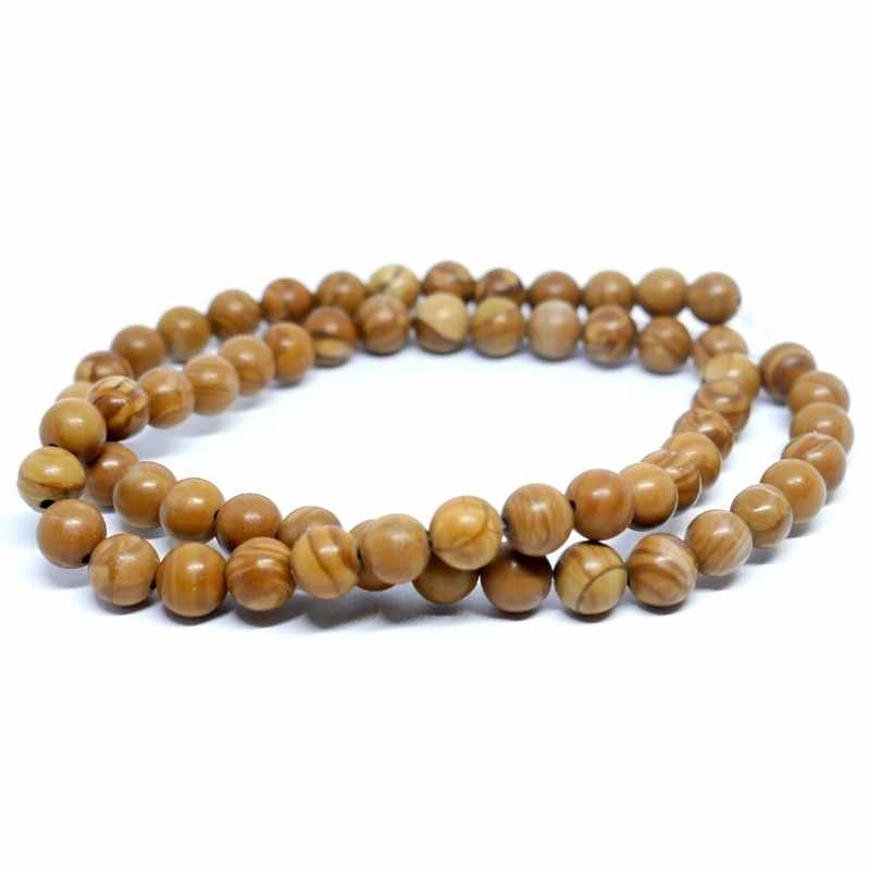 Tira Cuentas de Madera Pietrificadas 6mm Agujero: 1mm 60 piezas - - Crystaldreams Abalorios