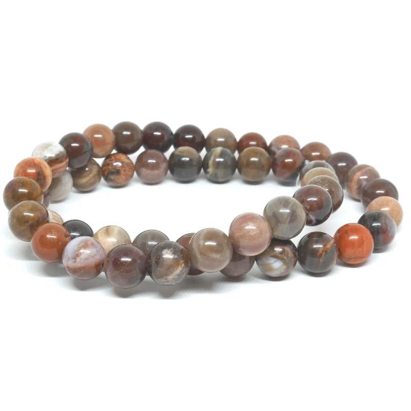 Tira Cuentas de Madera Pietrificadas 8mm Agujero: 1mm 45 piezas - - Crystaldreams Abalorios