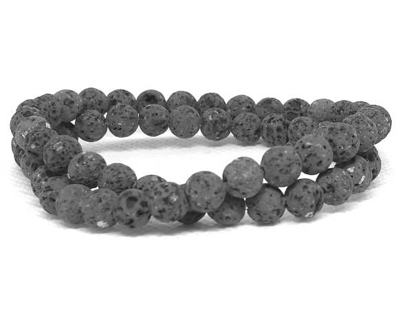 Tira cuentas lava natural sin cerado redondas 6mm aguj:1mm 62pzs - - Crystaldreams Abalorios