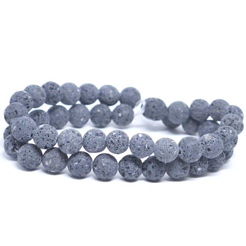 Tira cuentas lava natural sin cerado redondas 8mm aguj:1mm 48pzs - - Crystaldreams Abalorios