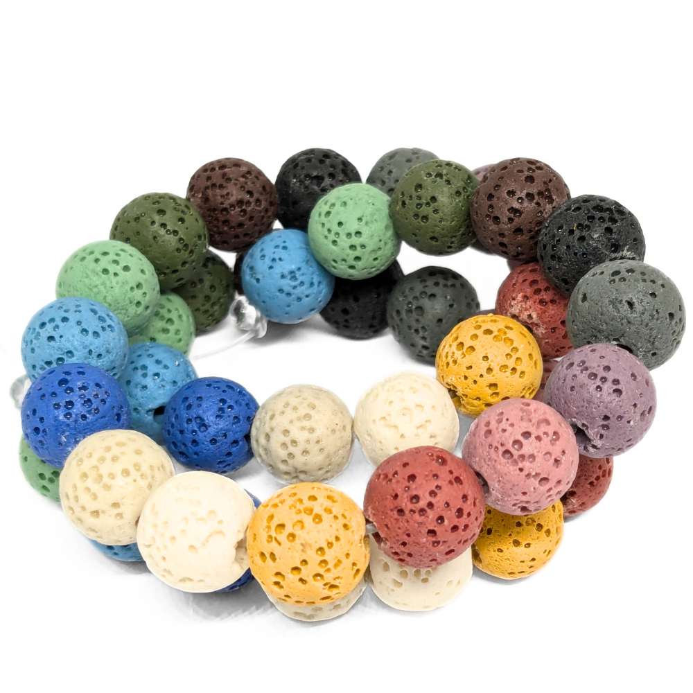 Tiras de Cuentas de Lava Natural Redondas Pulidas - 12mm -