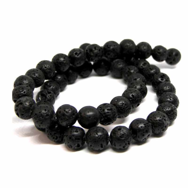 Tiras de cuentas lava natural redondas 6mm agujero:1mm 65 piezas - - Crystaldreams Abalorios