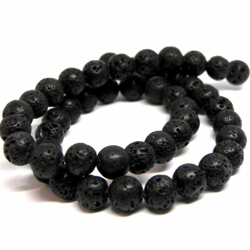 Tiras de cuentas lava natural redondas 8mm agujero:1mm 47 piezas - - Crystaldreams Abalorios